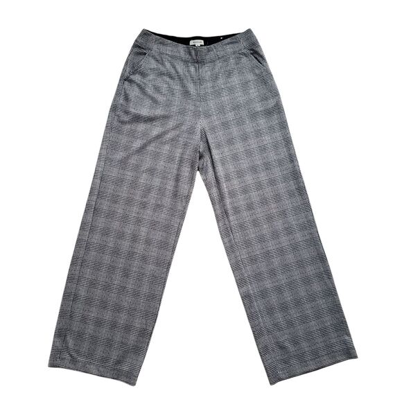 Max Studio Wide Leg Dress Pants Womens Medium Gray Houndstooth Trousers Office - Picture 1 of 8